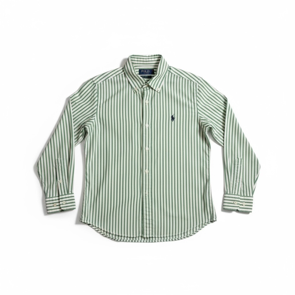 Ralph Lauren Kids Green Striped Button Down Shirt